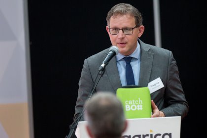 Vincent ter Beek, editor Pig Progres, hosted the future farming pig session. Photo: Koos Groenewold Vincent ter Beek, editor Pig Progres, hosted the future farming pig session. Photo: Koos Groenewold