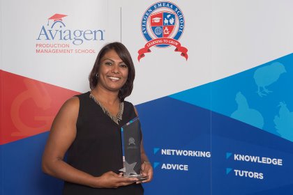Deepa Jauffret, operations manager at Avipro, is the recipient of the first David Butler Award. Photo: Aviagen Deepa Jauffret, operations manager at Avipro, is the recipient of the first David Butler Award. Photo: Aviagen