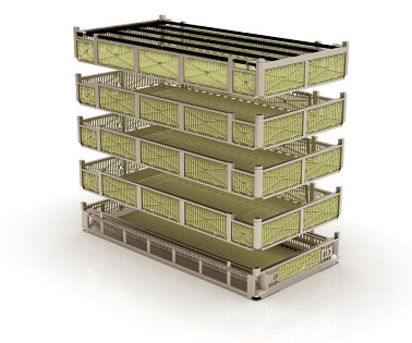 The SmartStack trays offer plenty of headroom, allowing birds to sit comfortably which ensures a stress-free journey. Photo: Marel The SmartStack trays offer plenty of headroom, allowing birds to sit comfortably which ensures a stress-free journey. Photo: Marel