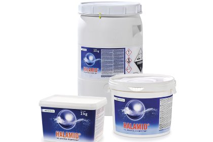 Halamid can be used for terminal disinfection, for drinking water sanitation, foot and wheel dips, fogging and aerial disinfection. Photo: Axcentive Halamid can be used for terminal disinfection, for drinking water sanitation, foot and wheel dips, fogging and aerial disinfection. Photo: Axcentive