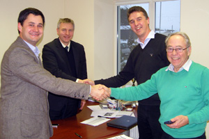 From left: Ovidijus Pilkis, executive director, Dovainoniu Paukstynas, Kestutis Vaicekauskas, Nematekas chairman, Torbjörn Persson, general manager Blenta and Lennart Palmèn, senior consultant with Blenta