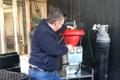 The new gas stunning unit is highly customisable, but the one installed on Kelly s farm can stun 300 turkeys an hour. Photo: Jake Davies