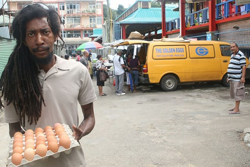 An egg in the market previously cost about SCR3 (US$	 0.17) but has dropped to as low as SCR1 (US$	 0.06) depending on the number of sellers in the market. Photo: Joe Laurence, Seychelles News Agency