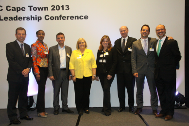 Speakers and dignitaries that shared the stage during the Marketing Session at the 2013 IEC Conference were from left to right: James Kellaway (Australia); Masanda Peter (South Africa); Carsten Sandau (Denmark); Joanne Ivy (IEC Chairperson); Vicki de Beer (South Africa); Kevin Lovell (CEO of the South African Poultry Association); Pier Passerini (South Africa); and Cesar de Anda (Mexico).