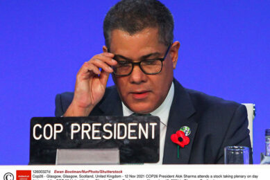 COP26 president, Alok Sharma, attends a stock-taking plenary at the COP26 United Nations Climate Change Conference in November 2021 in Glasgow, Scotland. Photo: ANP/Ewan Bootman