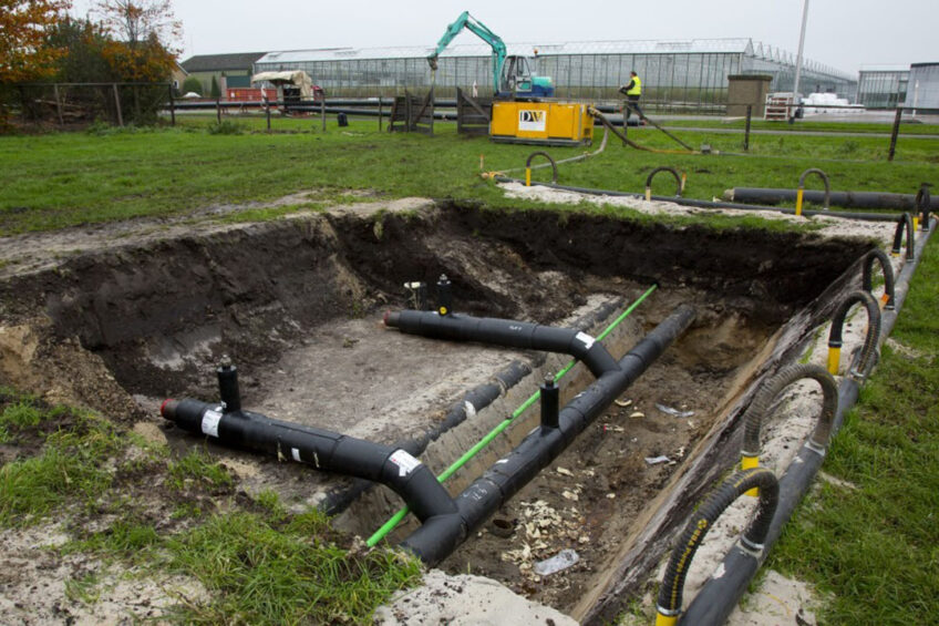 Water source heat pumps have long water pipes buried in the ground in a horizontal or vertical configuration that can transfer heat up or down a temperature gradient. Photo: Ruud Ploeg