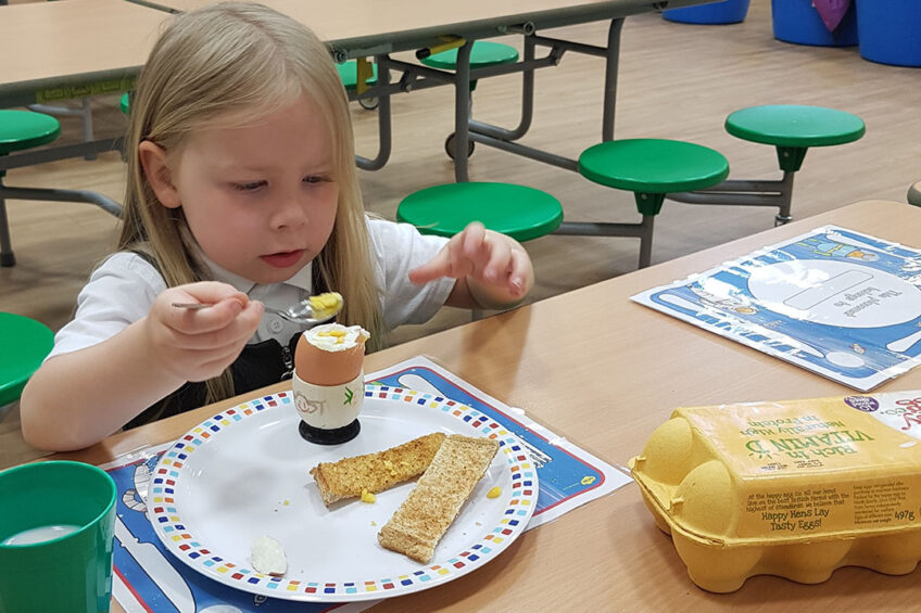 Noble Foods recognises that a good breakfast is vital for giving children the energy and concentration they need during their school day to help improve their overall education. In addition to cereals, toast and baked beans, the new offering of boiled ‘dippy eggs’ gives young people another nutritious option. Photo: Noble Foods