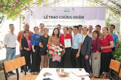 The milestone was marked at a Cage-Free Meet co-hosted by Global Food Partners and the Nguyen Gia Livestock Production Cooperative in Hung Yen Province, Hanoi, where local producers discussed the business case for cage-free production and the first steps in the transition. Photo: Global Food Partners